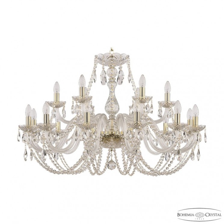 Люстра хрустальная 101/12+6/360 G Bohemia Ivele Crystal (Стеклянный рожок)