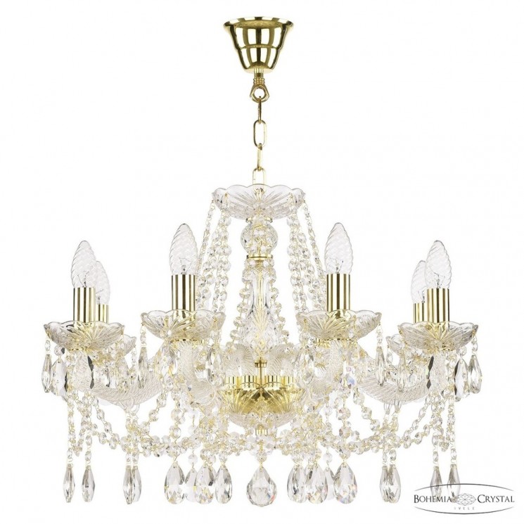 Люстра хрустальная 107/8/200 G Bohemia Ivele Crystal (Стеклянный рожок)