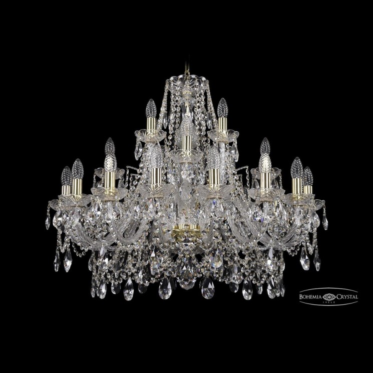 Люстра хрустальная 1411/16+8+4/300 G Bohemia Ivele Crystal (Стеклянный рожок)