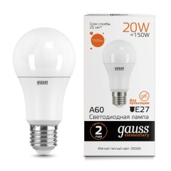 Светодиодная лампа Gauss A60 20W 1520Lm 3000K E27 2321923219_GAUSS