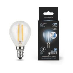 Светодиодная филаментная лампа Gauss Шар 7W 580Lm 4100K E14 105801207-S105801207-S_GAUSS