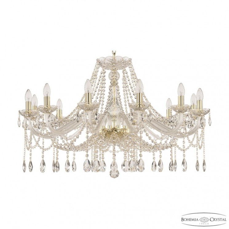 Люстра хрустальная 107/12/360 G Bohemia Ivele Crystal (Стеклянный рожок)