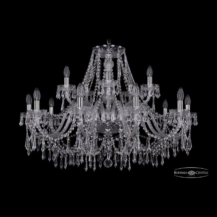Люстра хрустальная 1403/10+5/360 Ni Bohemia Ivele Crystal (Стеклянный рожок)