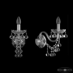 Бра хрустальные 1409B/1/195/XL Ni Bohemia Ivele Crystal (Стеклянный рожок)
