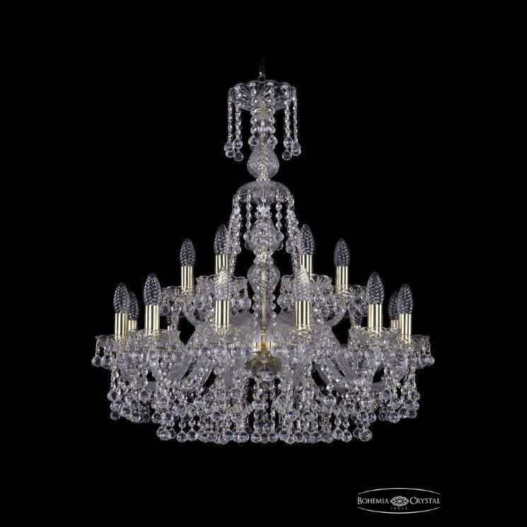 Люстра хрустальная 1409/12+6/240/XL-76 G Bohemia Ivele Crystal (Стеклянный рожок)