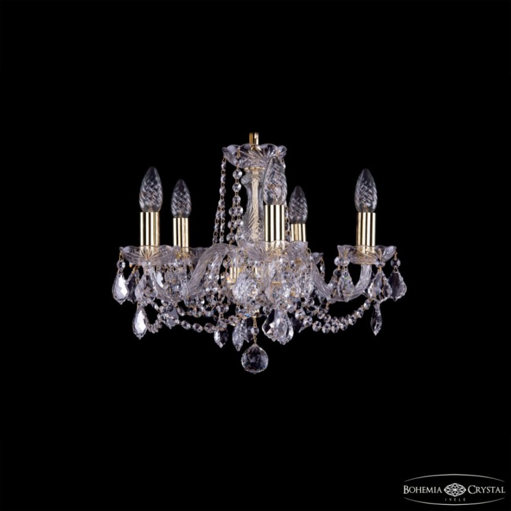 Люстра хрустальная 1402/5/141 G Leafs  Bohemia Ivele Crystal (Стеклянный рожок)