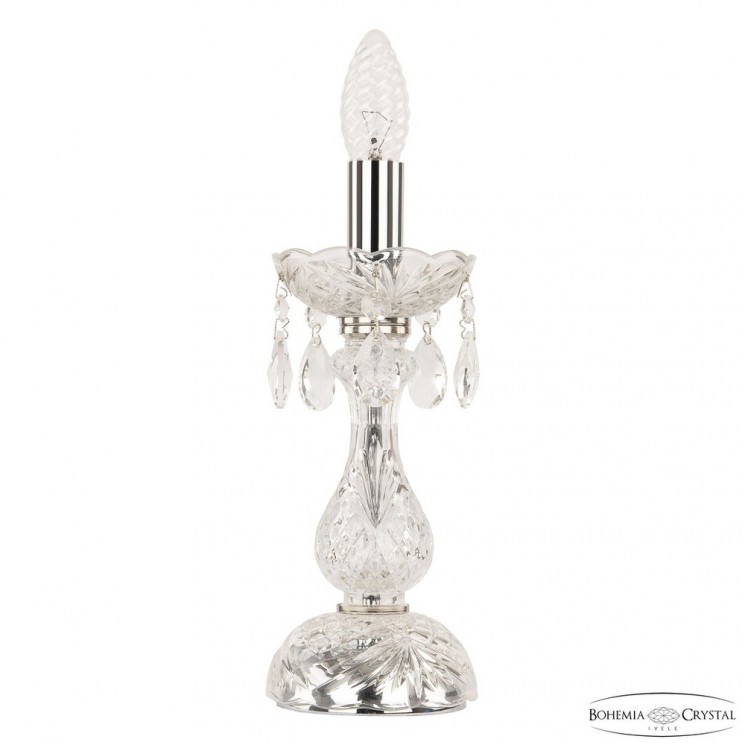 Настольная лампа хрустальная 105L/1-27 Ni Bohemia Ivele Crystal (Стеклянный рожок)