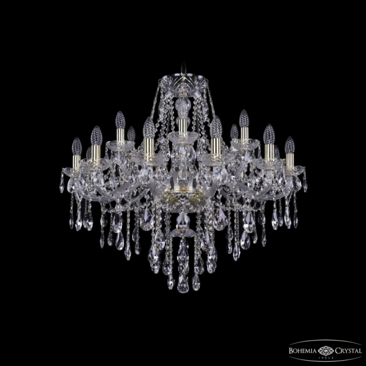 Люстра хрустальная 1415/12+6/300 G Bohemia Ivele Crystal (Стеклянный рожок)
