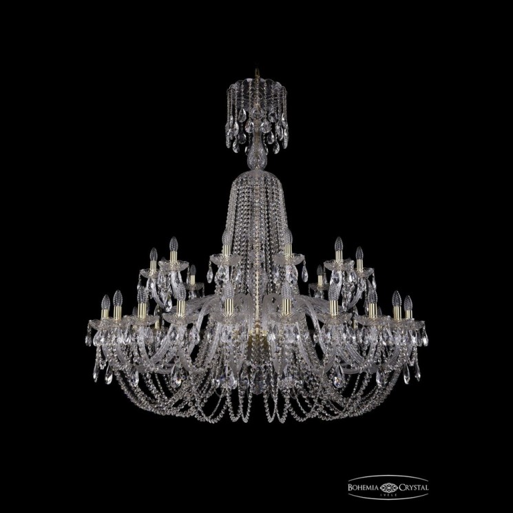 Люстра хрустальная 1402/24+12/530/XL-154 G Bohemia Ivele Crystal (Стеклянный рожок)