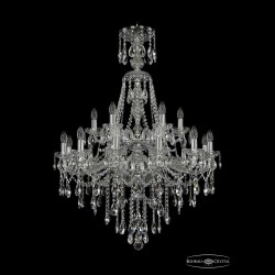 Люстра хрустальная 1415/12+6/300/XL-114/2d Ni Bohemia Ivele Crystal (Стеклянный рожок)