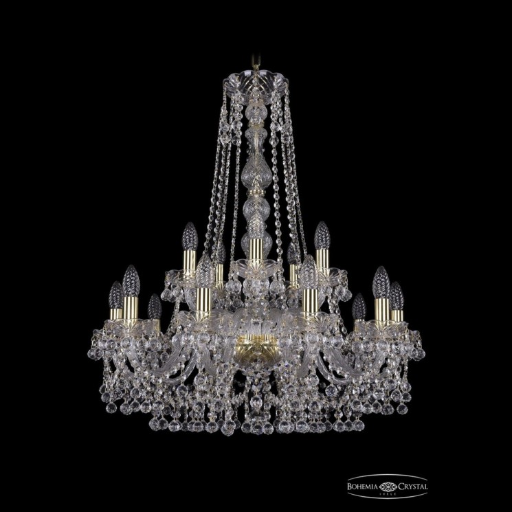 Люстра хрустальная 1409/10+5/240/h-77 G Bohemia Ivele Crystal (Стеклянный рожок)