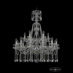 Люстра хрустальная 1413/12+6/300/XL-96/2d Ni Bohemia Ivele Crystal (Стеклянный рожок)