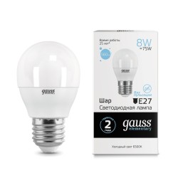 Светодиодная лампа Gauss Шар 8W 560Lm 6500K E27 5323853238_GAUSS