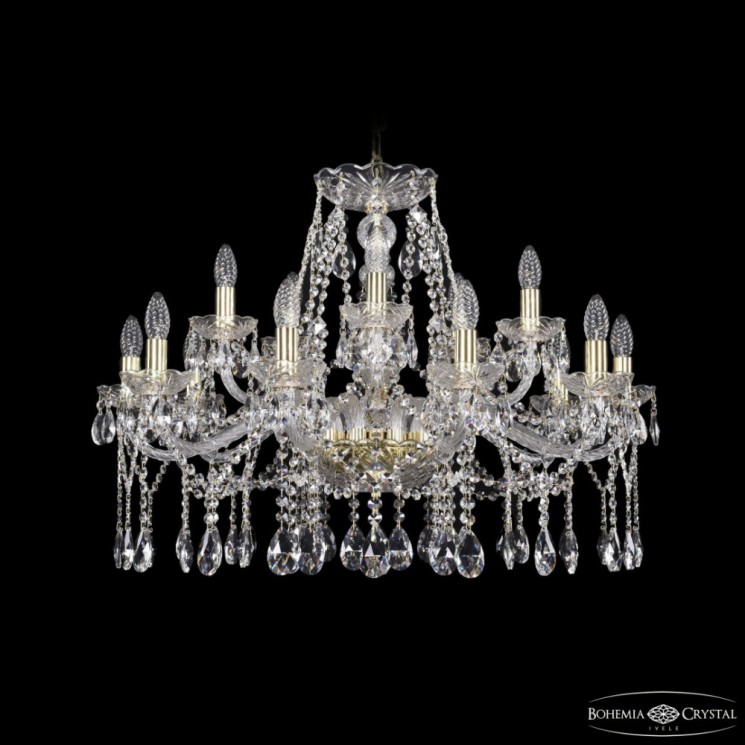 Люстра хрустальная 1413/10+5/300 G Bohemia Ivele Crystal (Стеклянный рожок)