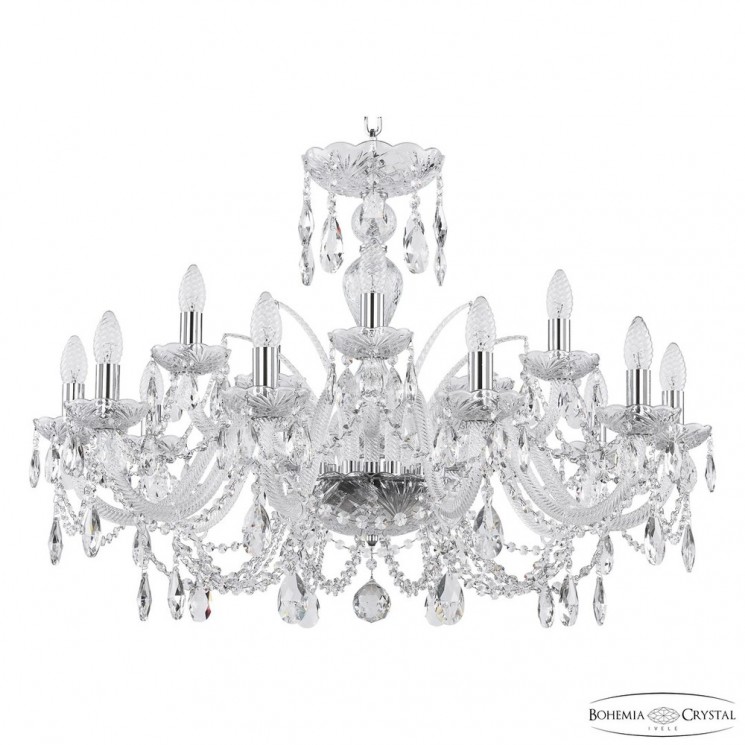 Люстра хрустальная 105/10+5/300 Ni Bohemia Ivele Crystal (Стеклянный рожок)