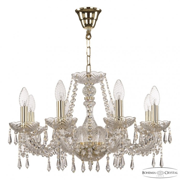Люстра хрустальная 104/8/195 G Bohemia Ivele Crystal (Стеклянный рожок)