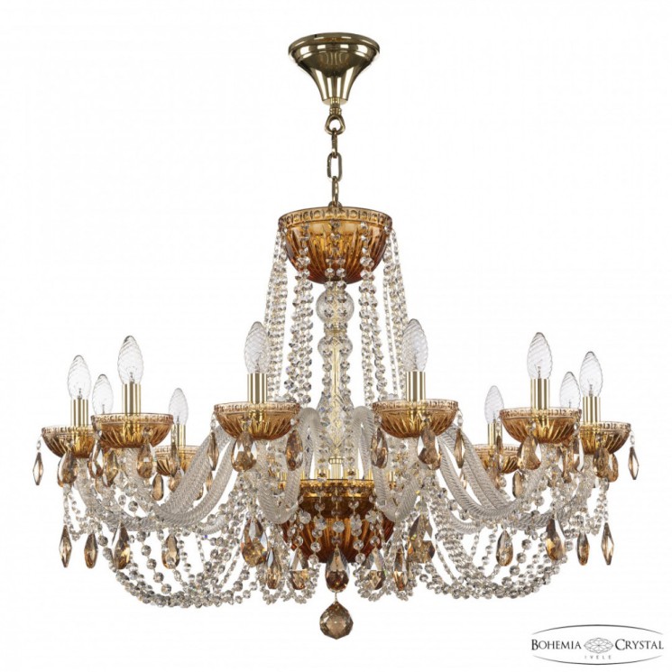 Люстра с цветным хрусталём 5402/12/300 G Amber/M-1G K721 Bohemia Ivele Crystal (5402)
