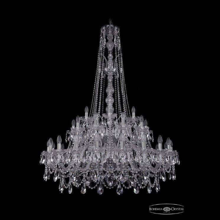 Люстра хрустальная 1411/20+10+5/400/XL-155/2d Ni Bohemia Ivele Crystal (Стеклянный рожок)