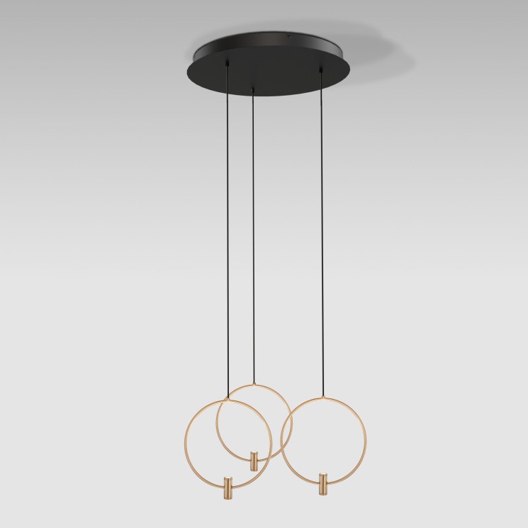 Подвесной светодиодный светильник                      Eurosvet  50257/3 LED черный/ латунь