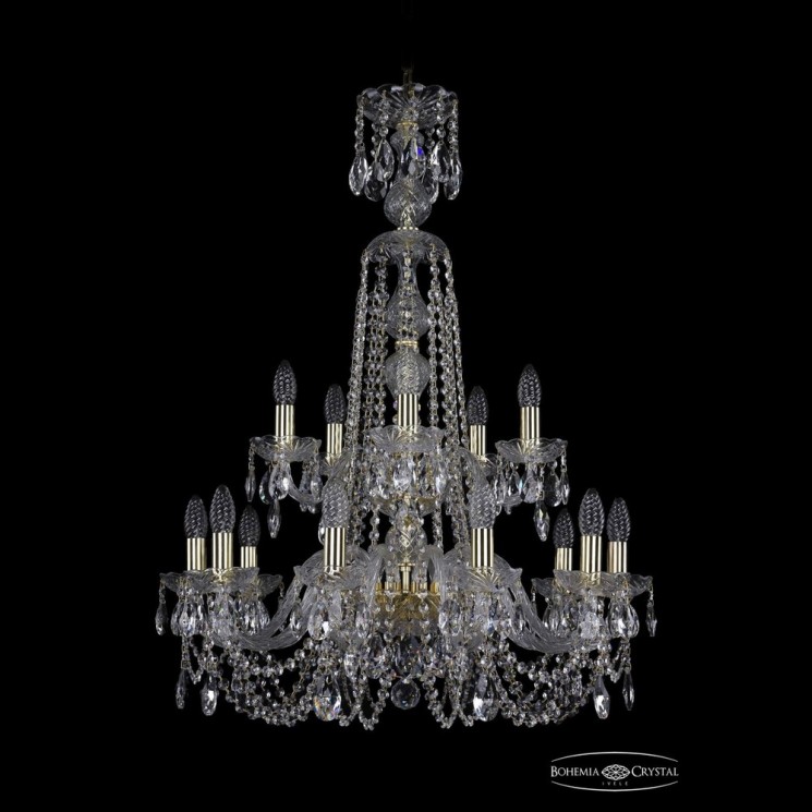 Люстра хрустальная 1402/10+5/240/XL-90/2d G Bohemia Ivele Crystal (Стеклянный рожок)