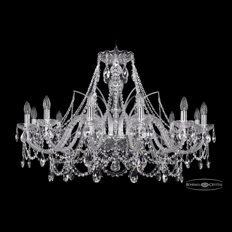 Люстра хрустальная 1411/12/360 Ni Bohemia Ivele Crystal (Стеклянный рожок)