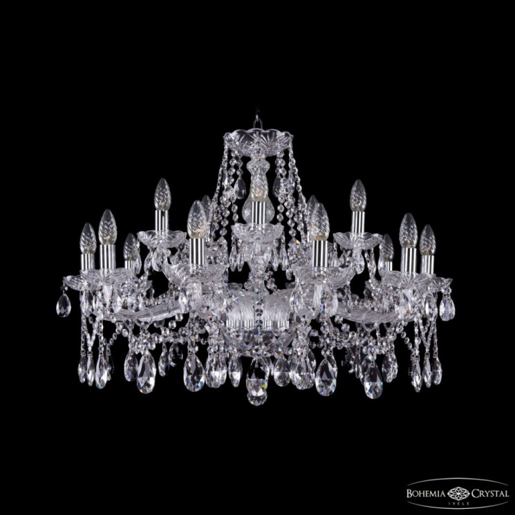 Люстра хрустальная 1413/10+5/300 Ni Bohemia Ivele Crystal (Стеклянный рожок)