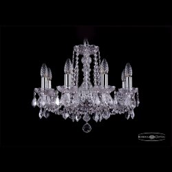 Люстра хрустальная 1402/8/160 Ni Leafs Bohemia Ivele Crystal (Стеклянный рожок)