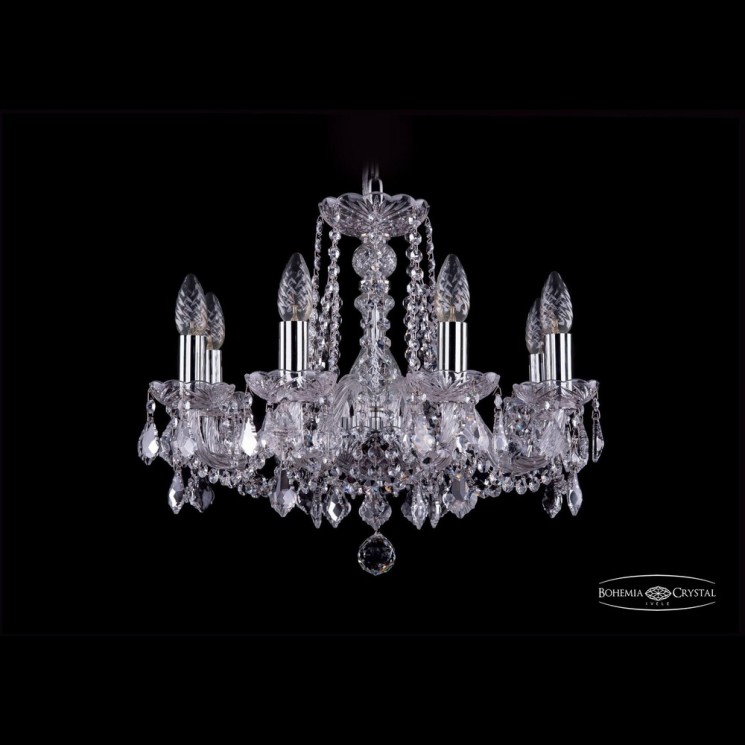 Люстра хрустальная 1402/8/160 Ni Leafs Bohemia Ivele Crystal (Стеклянный рожок)