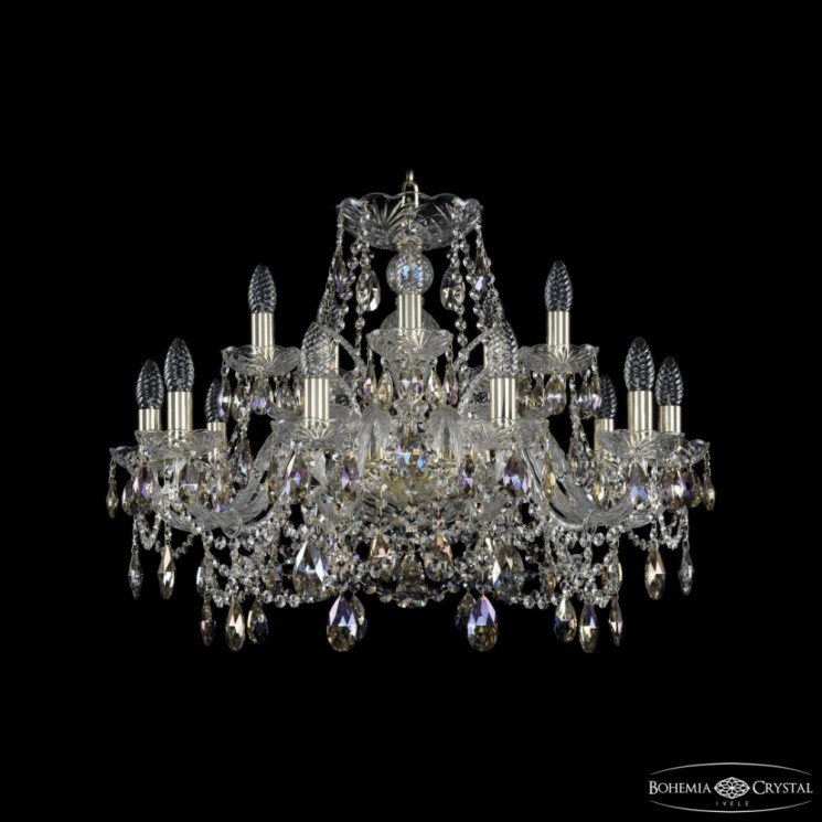 Люстра хрустальная 1411/10+5/240 G K801 Bohemia Ivele Crystal (Стеклянный рожок)