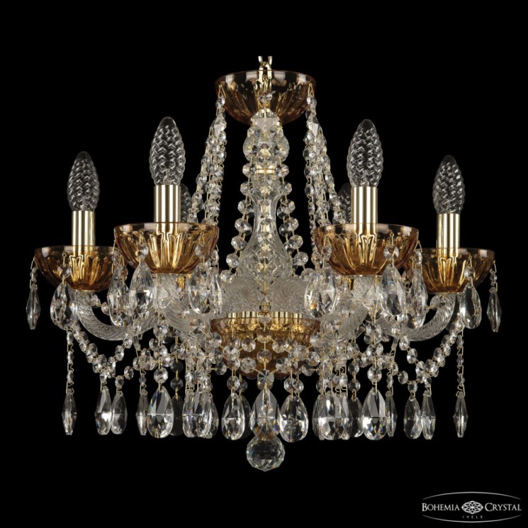 Люстра с цветным хрусталём 5413/6/165 G Amber/M-1H Bohemia Ivele Crystal (5413)