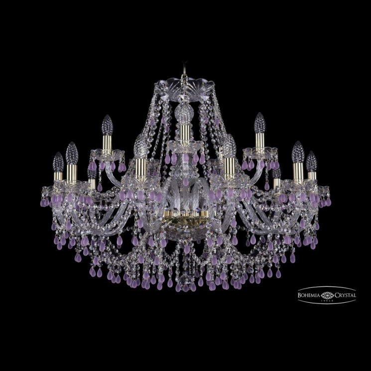 Люстра хрустальная 1410/10+5/300 G V7010 Bohemia Ivele Crystal (Стеклянный рожок)