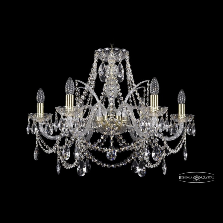 Люстра хрустальная 1411/6/240 G Bohemia Ivele Crystal (Стеклянный рожок)