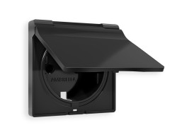 Ambrella Light Лицевая панель для электрической розетки с заземлением со шторками и крышкой IP44 QUANT Ambrella Volt ALFA AP8080