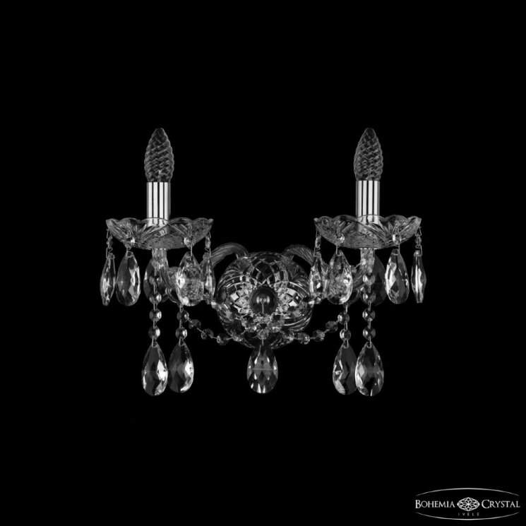 Бра хрустальные 1413B/2/165/XL Ni  Bohemia Ivele Crystal (Стеклянный рожок)