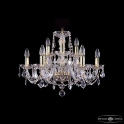 Люстра хрустальная 1402/6+3/195 G Leafs Bohemia Ivele Crystal (Стеклянный рожок)
