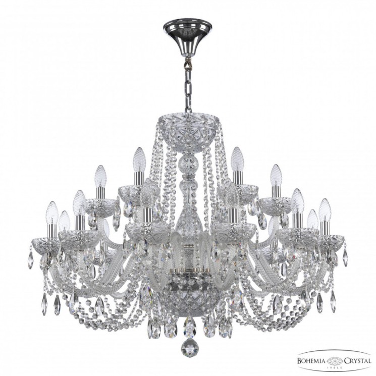Люстра с хрусталём 5402/12+6/300 Ni Clear/M-1F Bohemia Ivele Crystal (5402)