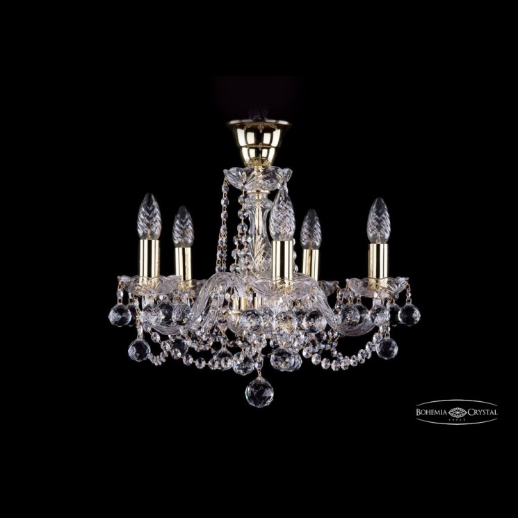Люстра хрустальная 1402/5/141 G Balls tube Bohemia Ivele Crystal (Стеклянный рожок)