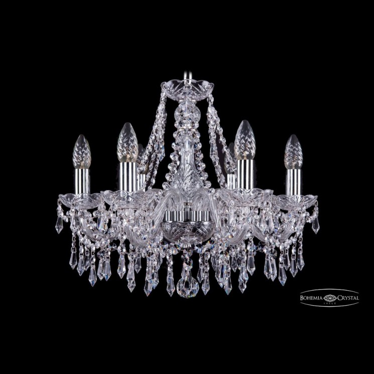 Люстра хрустальная 1403/6/160 Ni Bohemia Ivele Crystal (Стеклянный рожок)