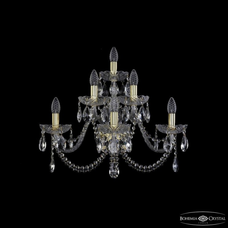 Бра хрустальные 1402B/3+2+1/240/XL G Bohemia Ivele Crystal (Стеклянный рожок)