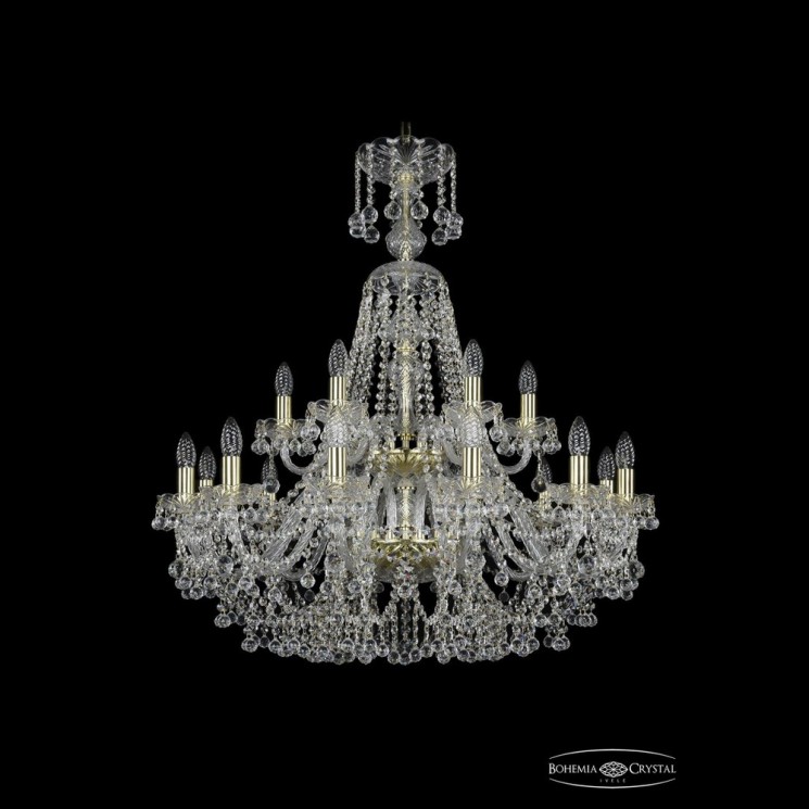 Люстра хрустальная 1409/12+6/300/XL-94/2d G Bohemia Ivele Crystal (Стеклянный рожок)