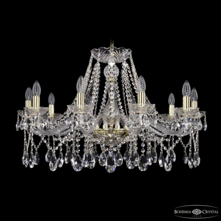 Люстра хрустальная 1413/10/300 G Bohemia Ivele Crystal (Стеклянный рожок)