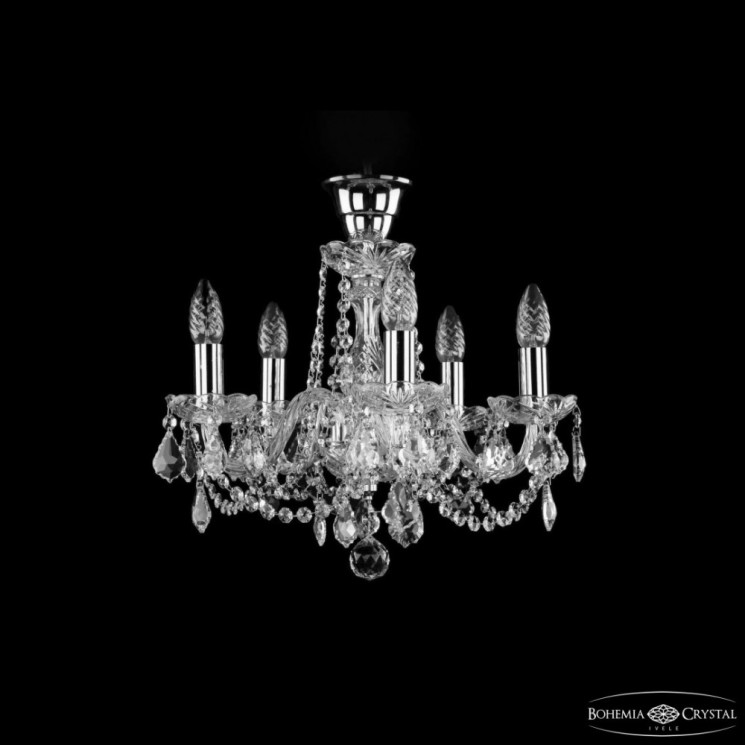 Люстра хрустальная 1402/5/141 Ni Leafs Tube Bohemia Ivele Crystal (Стеклянный рожок)