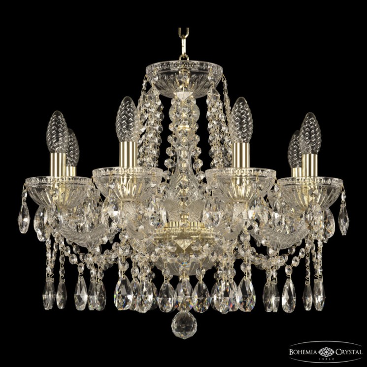 Люстра с цветным хрусталём 5413/8/165 G Clear/M-1G Bohemia Ivele Crystal (5413)