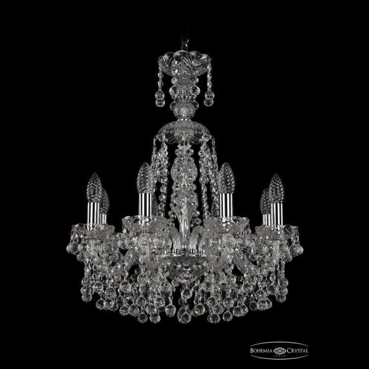 Люстра хрустальная 1409/8/160/XL-60 Ni Bohemia Ivele Crystal (Стеклянный рожок)