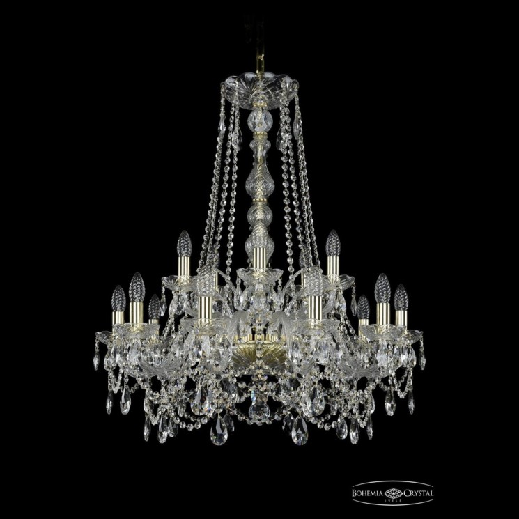 Люстра хрустальная 1411/10+5/240/h-84 G Bohemia Ivele Crystal (Стеклянный рожок)