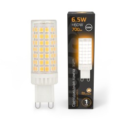 107309106 Лампа Gauss G9 AC185-265V 6.5W 770Lm 3000K керамика LED 1/10/200