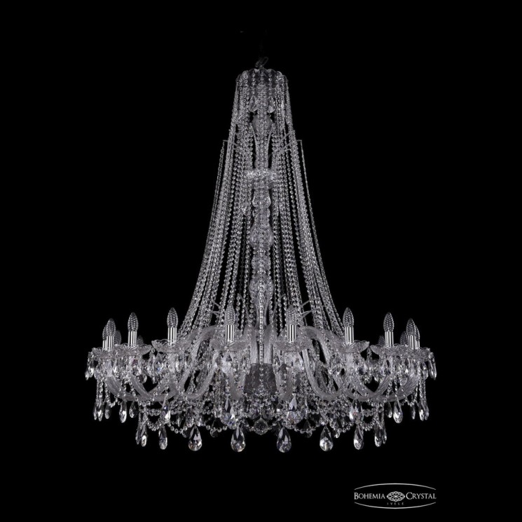 Люстра хрустальная 1411/20/460/XL-154 Ni Bohemia Ivele Crystal (Стеклянный рожок)