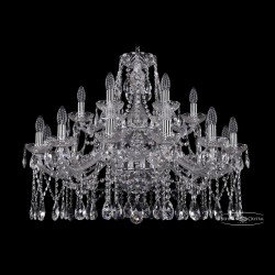 Люстра хрустальная 1413/12+6/300/2d Ni Bohemia Ivele Crystal (Стеклянный рожок)
