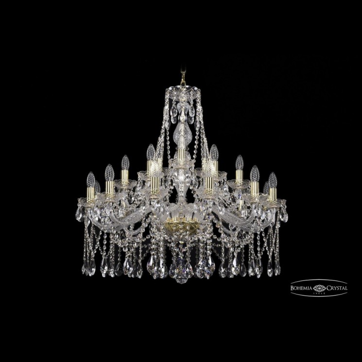 Люстра хрустальная 1413/12+6+3/300 G Bohemia Ivele Crystal (Стеклянный рожок)