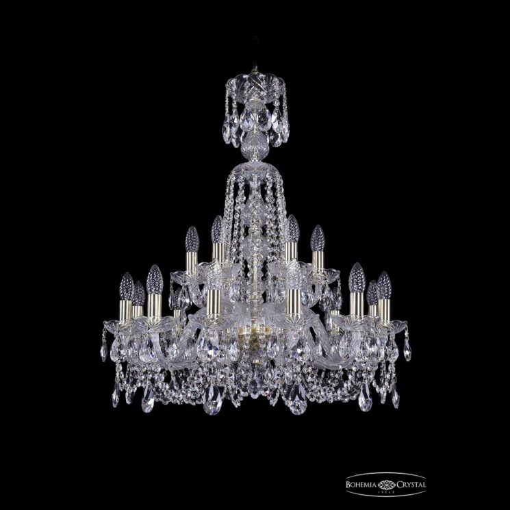 Люстра хрустальная 1402/12+6/240/XL-77 G Bohemia Ivele Crystal (Стеклянный рожок)